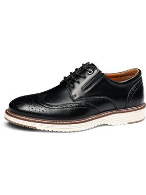 Men's Black White Genuine Leather Non Slip Casual Formal Oxford Dress Shoes